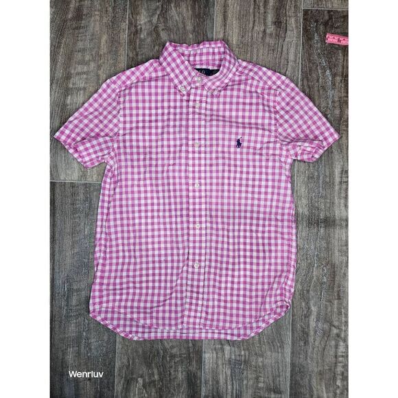 Polo Ralph Lauren Pink White Gingham Button Down - Picture 1 of 3